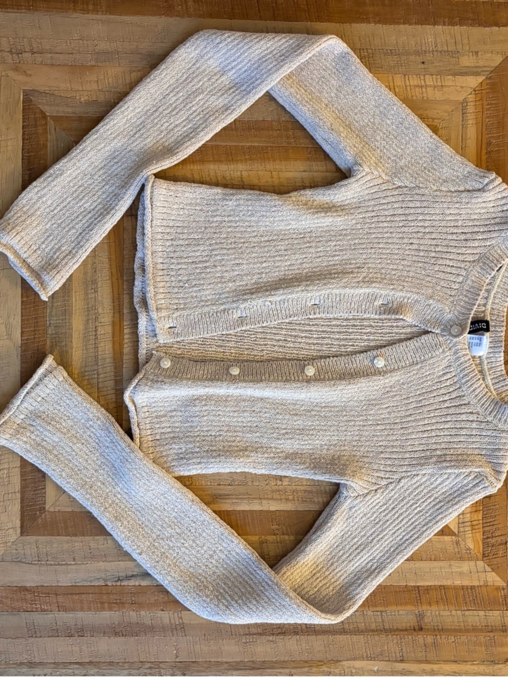 Madewell Pearl-Button Ribbed Cardigan in Light Cream